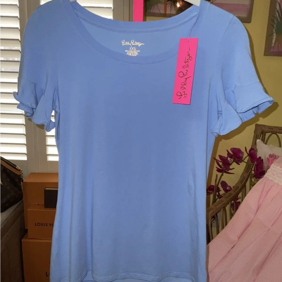 Lilly Pulitzer NWT Sorella Top Blue Peri $68 Size XXS - Picture 2 of 9